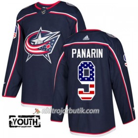Barn Ishockey Blue Jackets Tröja Artemi Panarin 9 Adidas 2017-2018 Marinblå USA Flag Fashion Authentic